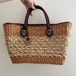 Brighton Brown and Tan Woven Tote Bag